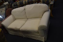 White Leaf Pattern Upholstered Sofa