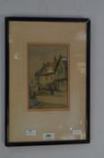 Framed Victorian Coloured Print - Old Houses Amers