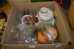Box Containing Assorted Drinking Glassware and Din