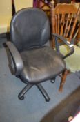 Black Leatherette Swivel Office Armchair