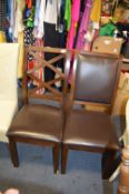 Two Dining Chairs with Brown Leather Seats