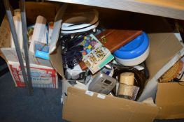 Box Containing Kitchen Items, Cutlery, Portable CD
