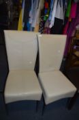 Pair of Cream Leather Highback Dining Chairs