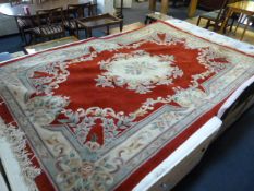 Red and Floral Patterned Chinese Rug 183x279cm