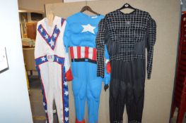 Three Fancy Dress Costume - Spiderman,Captain Amer