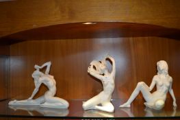 Set of Three Italian Pottery Figurines - Nude Ladi