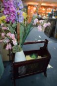 Magazine Rack and Vase with Artificial Flowers