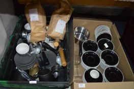 Two Boxes Containing Coffee Cups and Saucers etc.