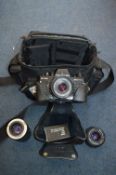 Praktica B100 Camera with Lenses and Travel Case