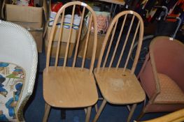 Pair of Beech Windsor Stickback Dining Chairs