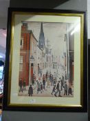 Large Framed L.S. Lowry Print - Street Scene