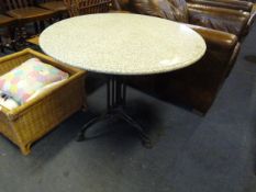 Circular Granite Cafe Table with Cast Iron Base