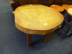 Solid Wood Tree Stump Coffee Table on Pine Legs