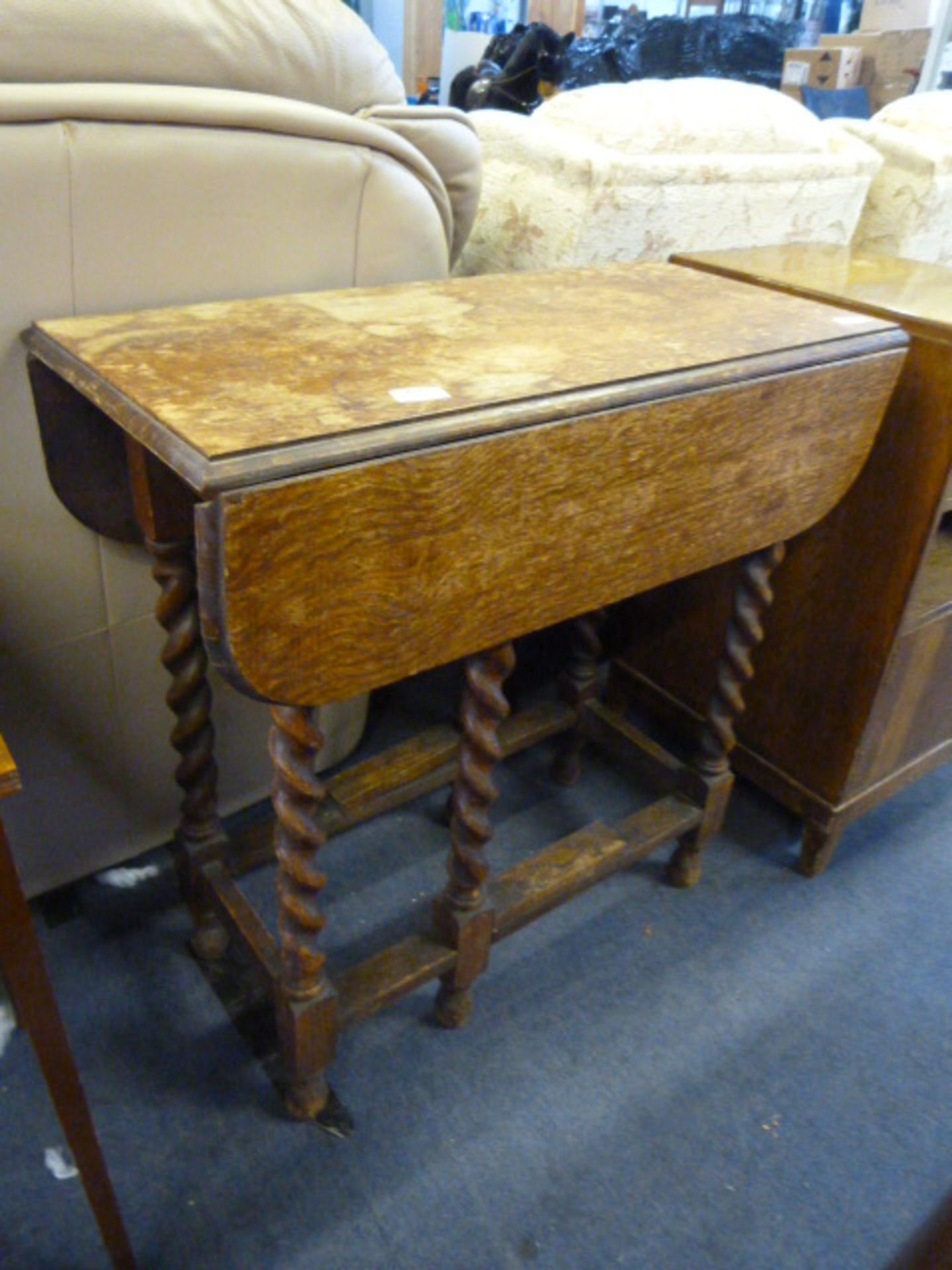 Small Oak Barley Twist Drop Leaf Dining Table