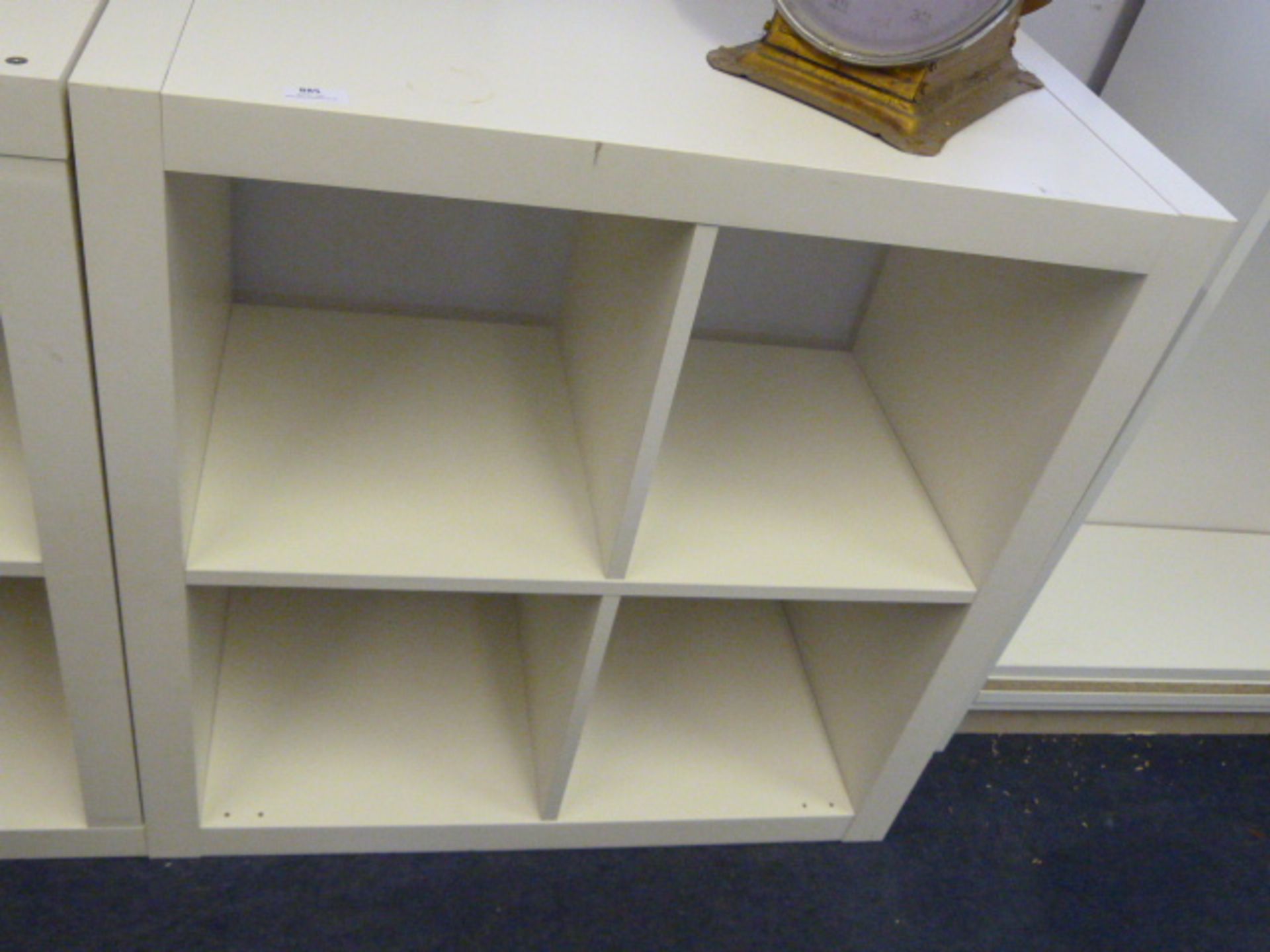 White Laminate Four Cube Six Shelf Unit