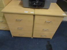 Pair of Three DRawer Beech Effect Side Cabinets