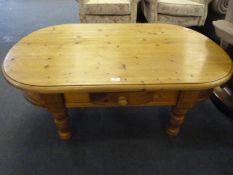 Pine Coffee Table with Drawer
