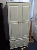 Pine White Painted Two Door Wardrobe with Two Draw
