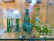 Green Drinking Glassware Including Decanters