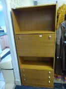 Teak Wall Unit with Fall Front Cabinet