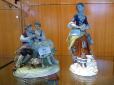 Pair of German Pottery Hand Painted Figurines
