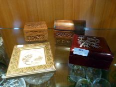 Miniature Watercolour and Three Trinket Boxes