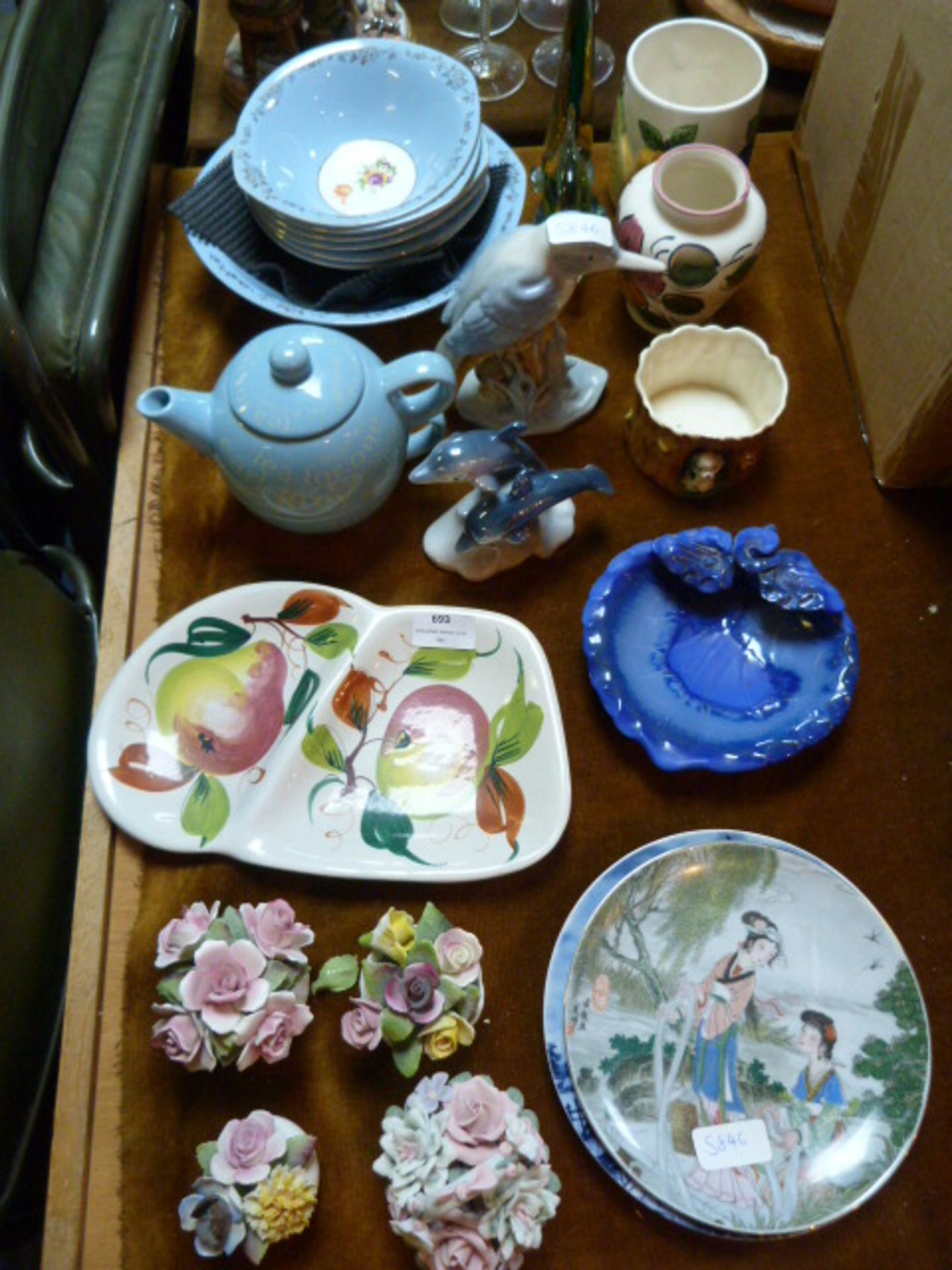 Table Lot of Pottery Including Decorative Plates,