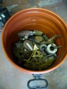 Tub Containing Pulleys, Chains and Assorted Nautic