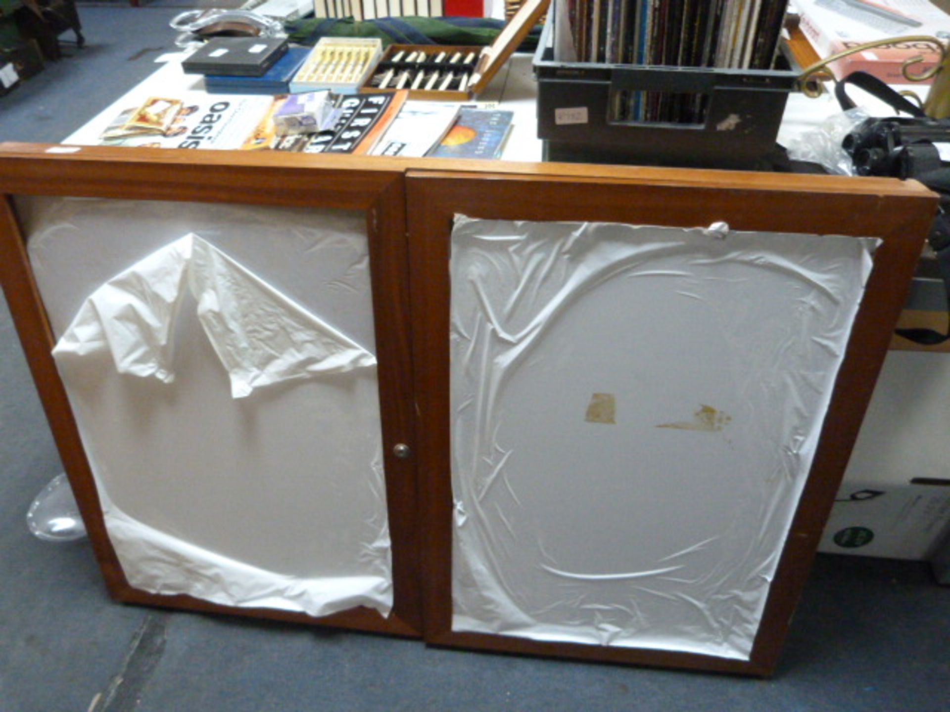 Teak Framed Wall Mounted Glazed Noticeboard