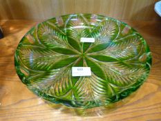 Green Bohemian Crystal Glass Fruit Bowl