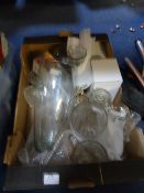 Box of Glassware Including Jugs and Vases