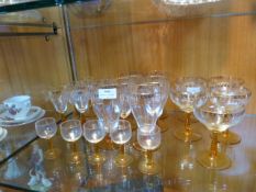 Collection of Drinking Glassware with Amber Stems