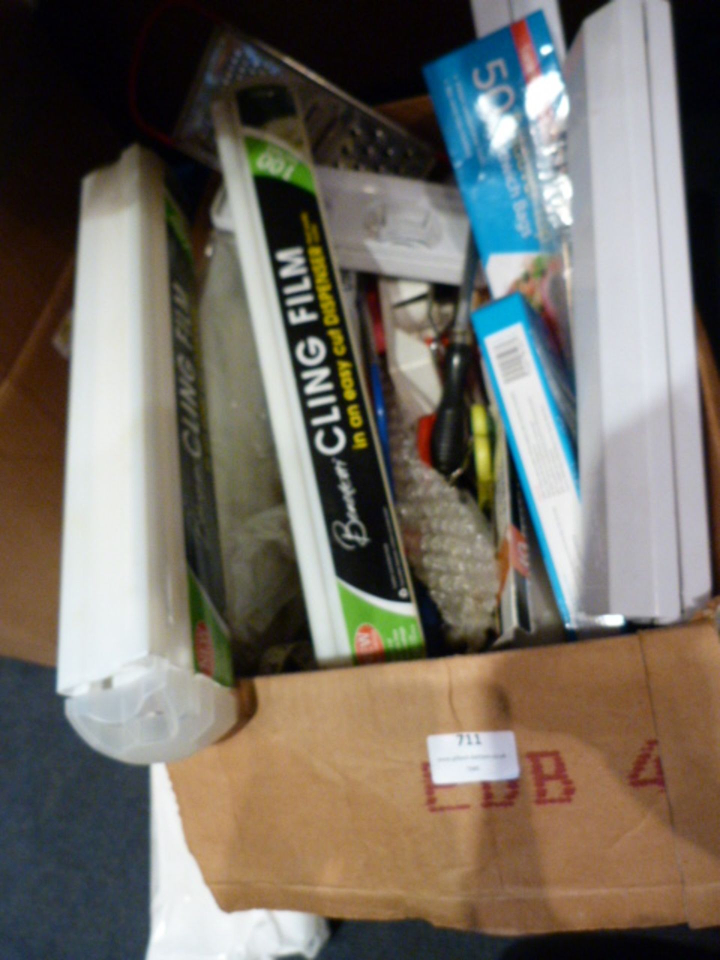 Box Containing Assorted Kitchenalia, Cling Film, e