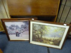 Two Large Framed Prints - Country Scene and Mansio