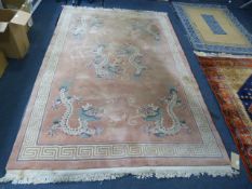 Pink Chinese Dragon Patterned Rug 115"x71"