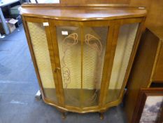 Walnut Veneered Bow Front Display Cabinet