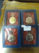 Set of Four Bronze Effect Cased Pocket Watches
