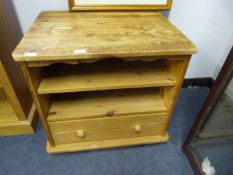 Pine Side Cabinet with Shelves and Drawer