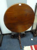 Reproduction Mahogany Tip Table on Carved Pedestal