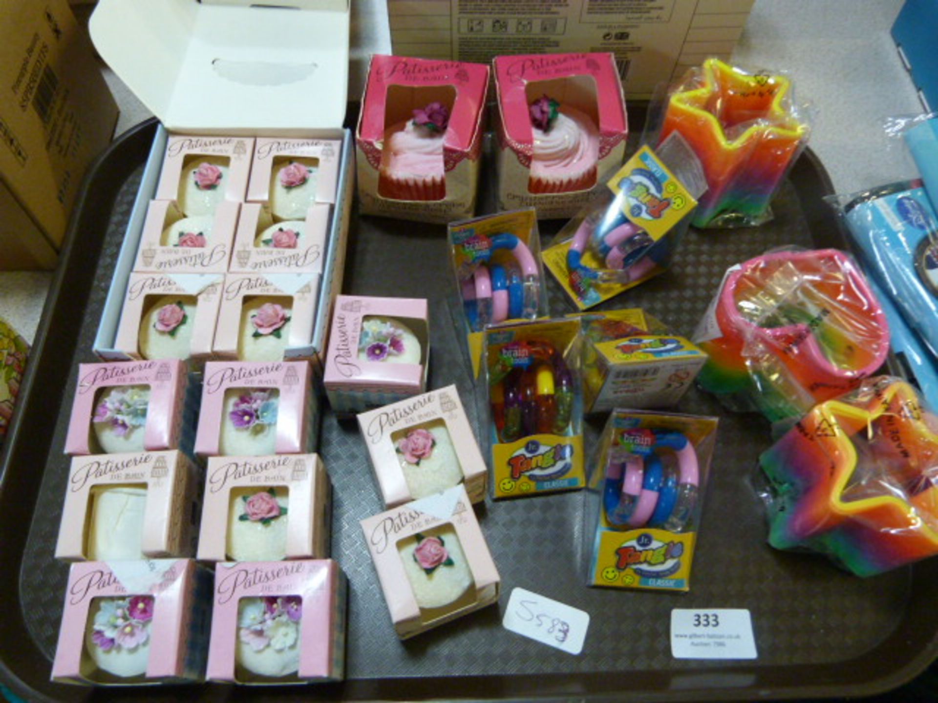 *Tray Lot of Assorted Bath Melts, Tangle Toys and