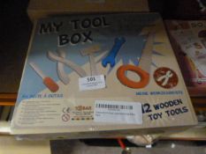 *Children's Wooden Toolbox with Twelve Toy Tools
