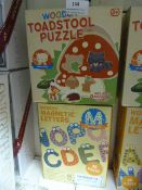 *Wooden Toadstool Puzzle and Magnetic Letters Game