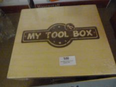 *Children's Wooden Toolbox with Twelve Toy Tools