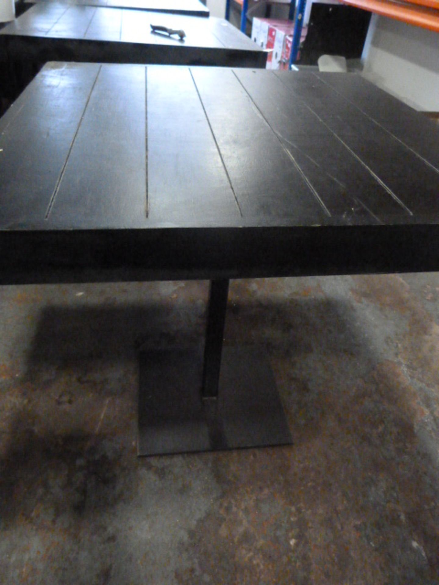 *Black Square Topped Pub Table on Metal Pedestal B