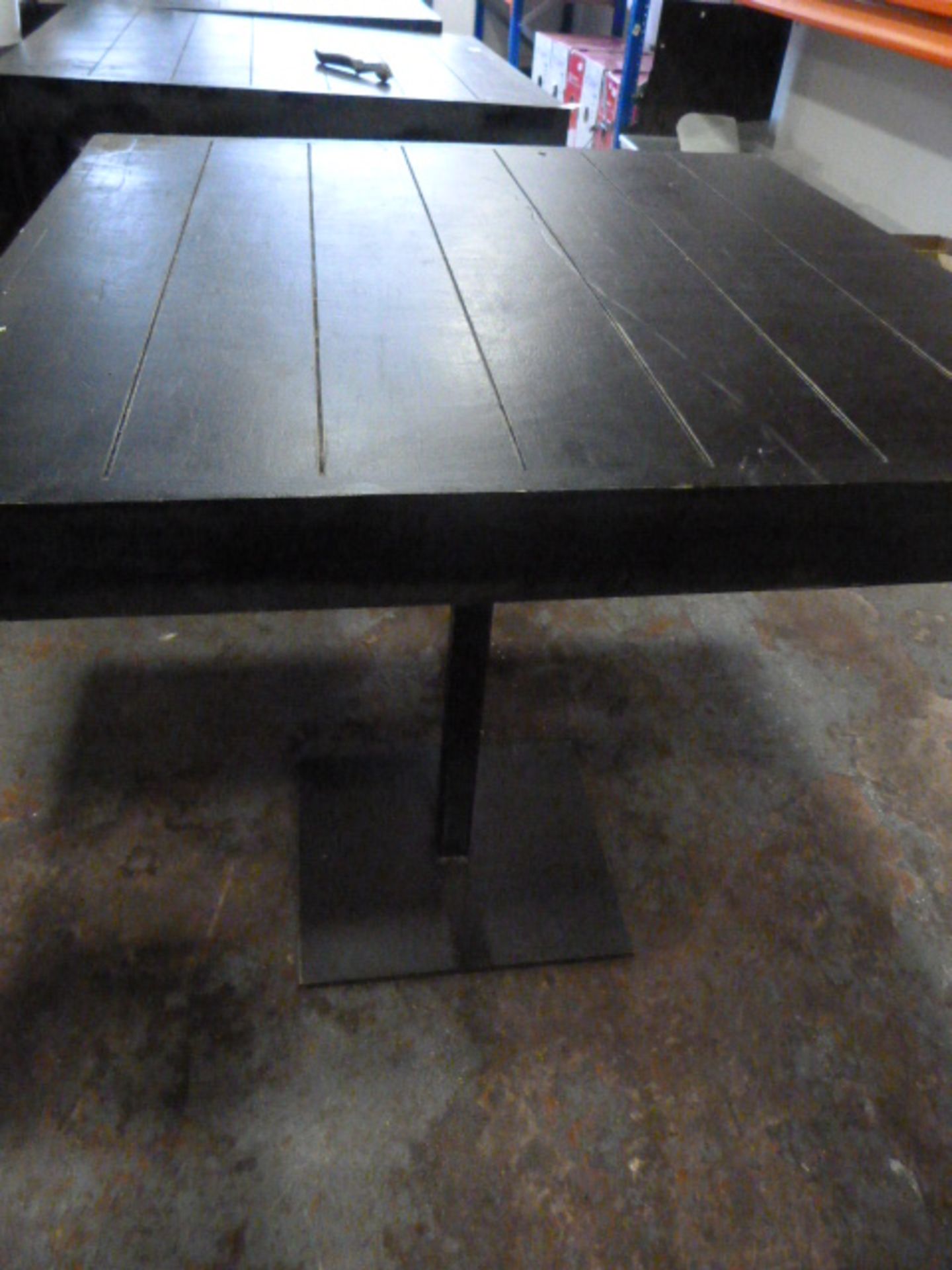 *Black Square Topped Pub Table on Metal Pedestal B