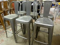 *Set of Six Tall Grey Metal Chairs