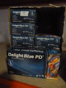 *Nine Boxes of 100 Large Delight Blue PD Gloves