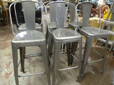 *Set of Six Tall Grey Metal Chairs