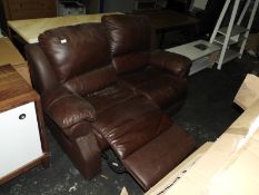 *Brown Leather 2 Seat Reclining Sofa