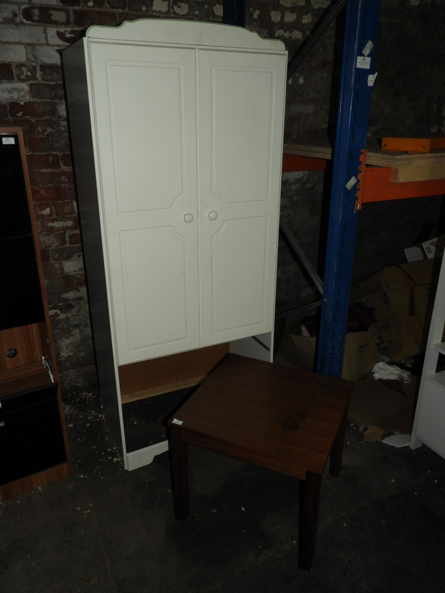 *Dark Wood Occasional Table & 2 Door Wardrobe